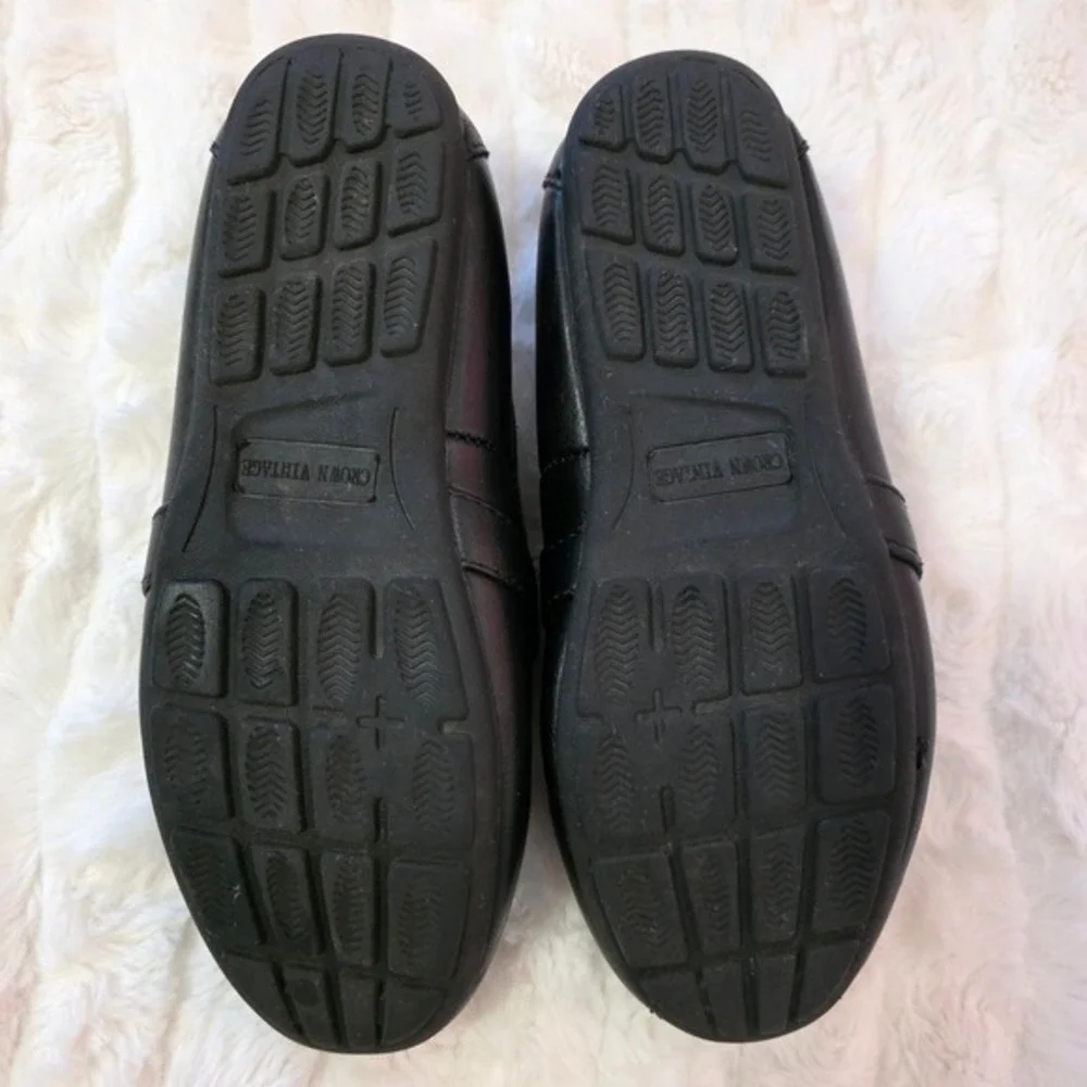 Crown Vintage Donovan Boys Black Loafers Slip On Dress Shoes Size 3‎ Classic